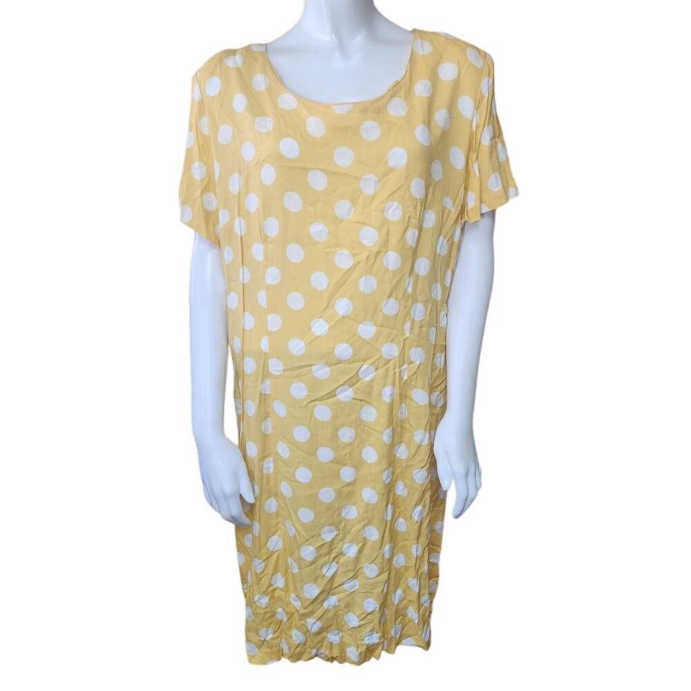 Vintage Habits Yellow & White Polka Dot Shift Dress (18) - Picture 3 of 6